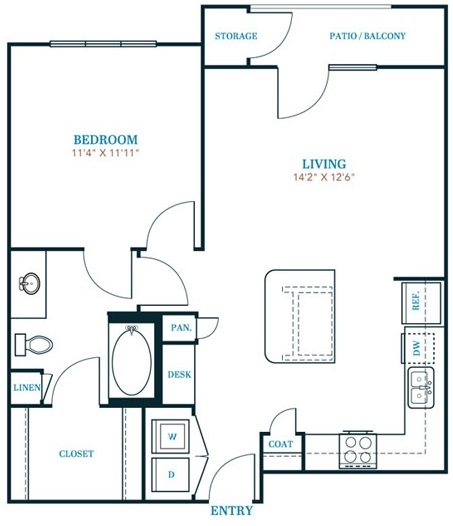 a floor plan for a two bedroom apartment at The Twin Creeks Crossing