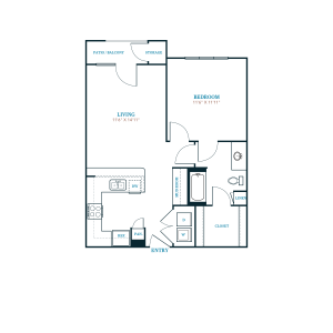 floor plan of a two bedroom apartment at The Twin Creeks Crossing