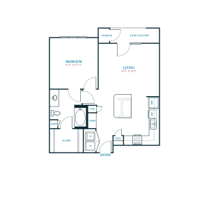 a floor plan of a two bedroom apartment at The Twin Creeks Crossing