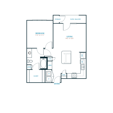 a floor plan of a two bedroom apartment at The Twin Creeks Crossing