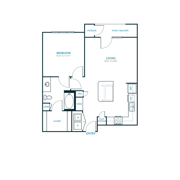 a floor plan of a two bedroom apartment at The Twin Creeks Crossing