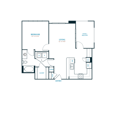 a floor plan of a two bedroom apartment at The Twin Creeks Crossing