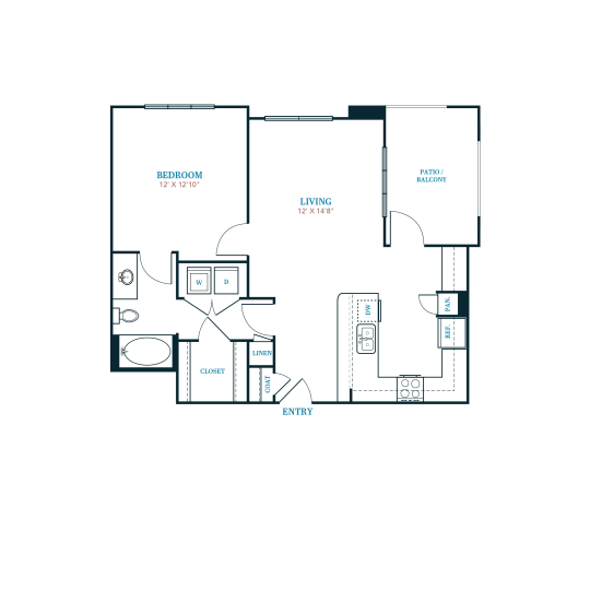 a floor plan of a two bedroom apartment at The Twin Creeks Crossing